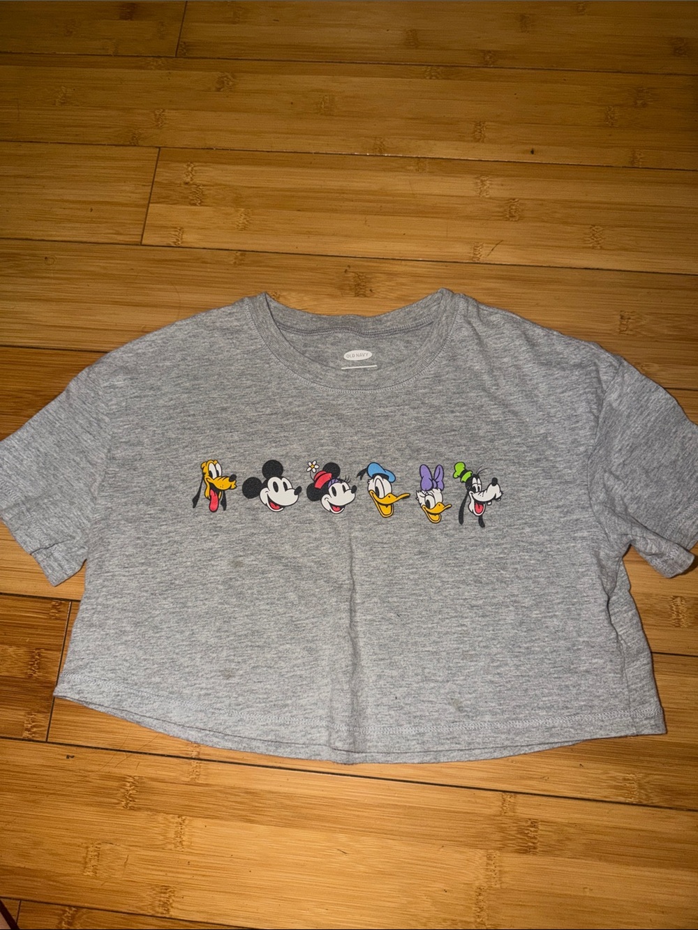 Old Navy Grey Kids Tee with Colorful Disney Character Faces